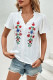 White V Neck Embroidery Lace Blouse