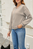 Plain Texture Open Zipper Jacket