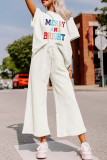 White MERRY and BRIGHT Textured Two Piece Pants Set