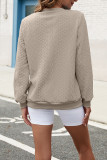 Plain Texture Zipper Down Pullover Sweatshirt