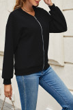 Plain Texture Open Zipper Jacket