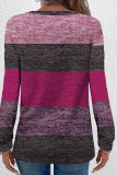 Color Block Side Button Long Sleeves Top