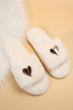 Heart Pendant Fluffy Slippers