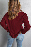 V Neck Button Stitching Knitting Pullover Top 