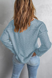 V Neck Button Stitching Knitting Pullover Top 