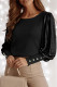 Black Buttoned Cuffs Shiny Puff Sleeves Top