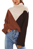 Color Block Turtle Collar Sweater