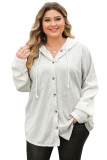 Gray Contrast Knitted Sleeves Plus Size Hoodie