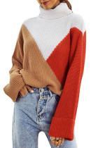 Color Block Turtle Collar Sweater