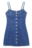 Blue Button Up Cami Denim Dress