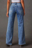 Distressed Washed Denim Jeans 