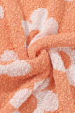 Grapefruit Orange Fuzzy Floral Knitted Drop Shoulder Sweater
