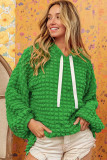 Green Bubble Textured Waffle Hoodie