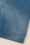 Blue Solid Kangaroo Pocket Drawstring Hoodie