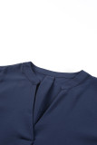 Blue Split V Neck Ruffled Sleeves Shirt Dress