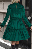 Green Splicing Velvet Dress 