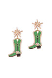 Boots Shape Crystal Earrings 