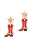 Boots Shape Crystal Earrings 