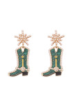Boots Shape Crystal Earrings 