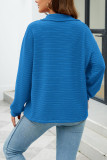 Plain Zipper Down Texture Pullover Sweatshirt