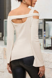 Apricot Off Shoulder Strappy Long Sleeves Top