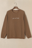 Khaki You Are Loved Print Corduroy Sweatshirt