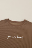 Khaki You Are Loved Print Corduroy Sweatshirt