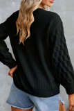V Neck Lace Edge Bubble Sleeves Sweater