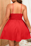 Plus Size Red Lace Spaghetti Dress 