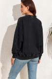 Black Vintage Wash Pocketed Round Neck Sweatshirt