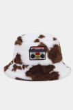 Retro Tape Patchwork Cow Print Fleece Hat MOQ 3pcs