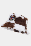 Retro Tape Patchwork Cow Print Fleece Hat MOQ 3pcs