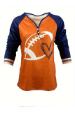 Orange Buttoned Love Baseball Reglan Sleeves Top