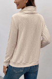 Apricot Texture High Collar Long Sleeves Top