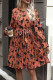 Orange Printed Pleated Dress With Sash