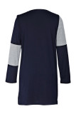 Navy Color Block Irregular Neckline Shirt Dress