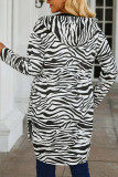 Zebra Leopard Print Zipper Hooded Coat 