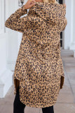 Zebra Leopard Print Zipper Hooded Coat 