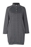 Grey Button Down Texture Mini Dress 