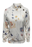 Stand Collar Flower Print Sweatshirt 