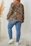 Plus Size Lace V Neck Printing Top 
