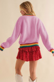 Bonbon Glitter Merry & Bright Colorful Stripes Trim Sweater
