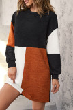 Black Color Block Drop Shoulder Rib Knit Mini Dress