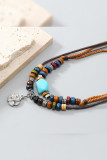 Turquoise Stone And Flower Pendant Cord Necklace MOQ 5pcs