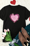 Black Glitter Heart Graphic Valentine Fashion T-shirt