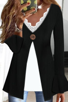 V Neck Lave Flare Sleeves Top 