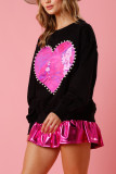 Pearl With Heart Patchwork Pullover Sweatshirt
