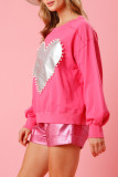 Pearl With Heart Patchwork Pullover Sweatshirt
