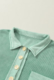 Laurel Green Waffle Exposed Seam Pocket Henley Sweatshirt