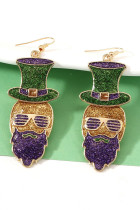 Glitter Mardi Gras Beard Man Earrings